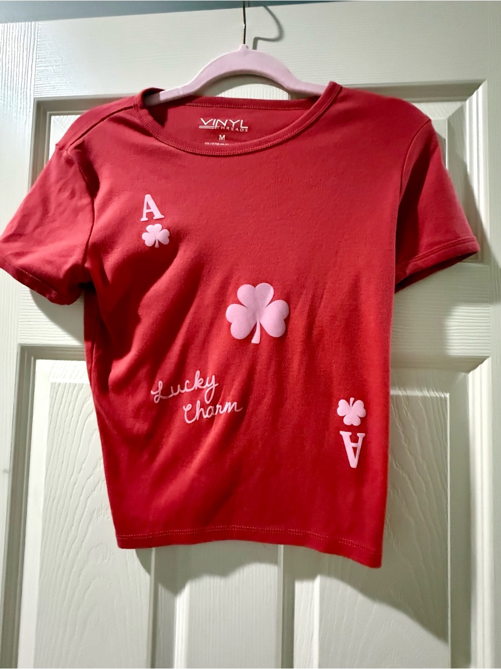 Red 'Lucky Charm' Short Sleeve Graphic Tee Vinyl Threads